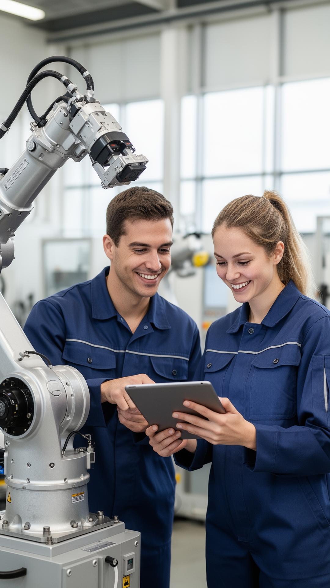 To Techsoft-ingeniører tester en robotcelle